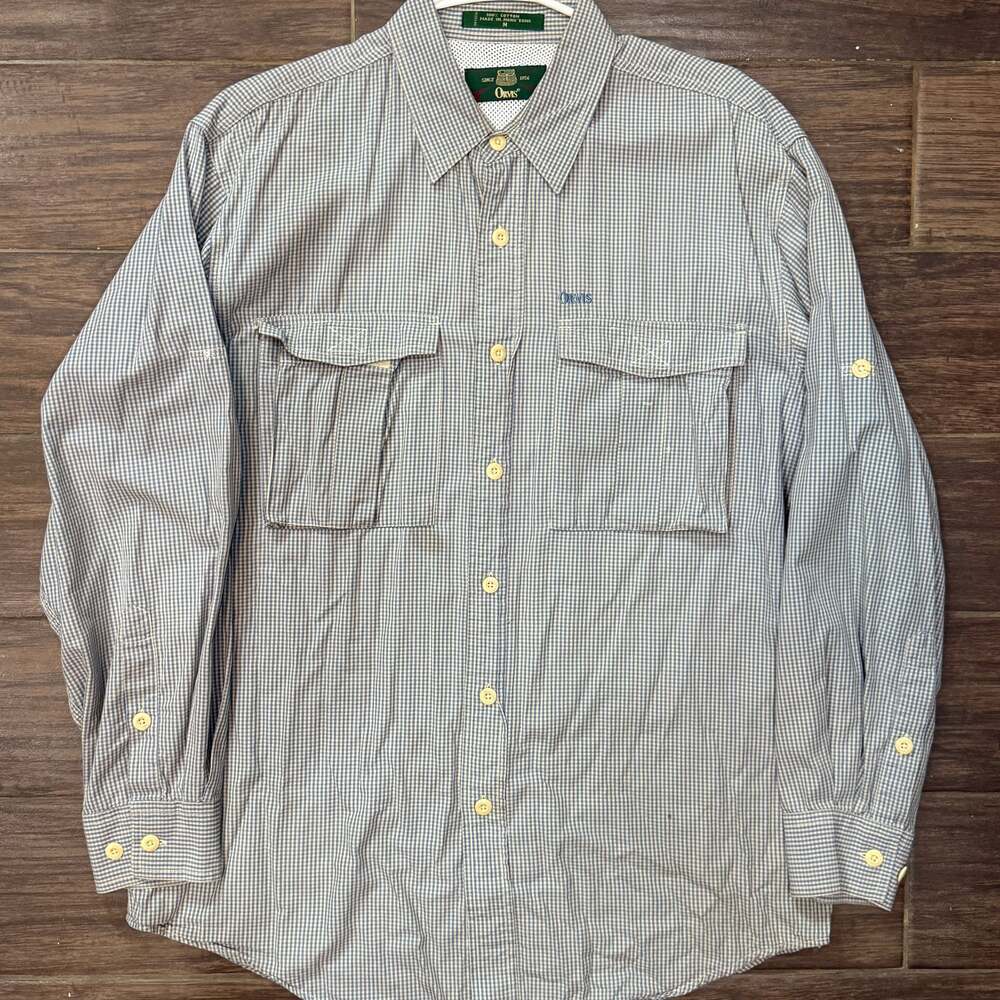 Orvis Men's Blue Striped Long Sleeve Button-Up Shirt